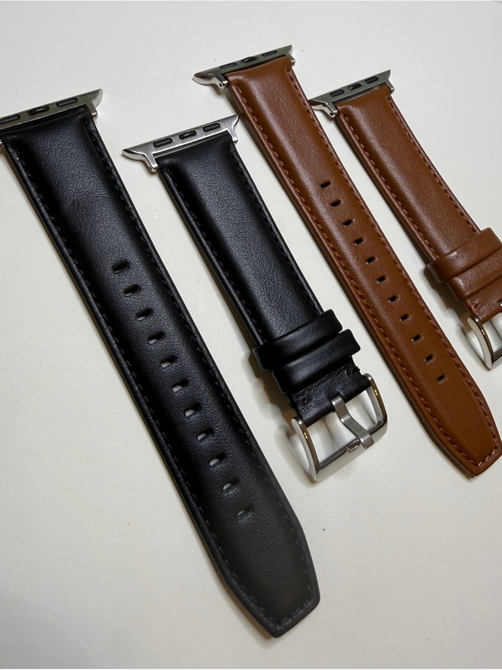 New Replacement Leather Apple Watch Bands - Black and Brown Set
